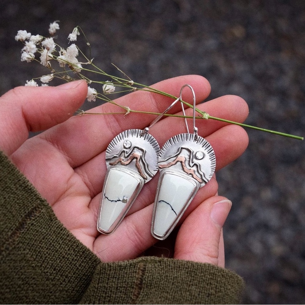 Artisan Silver and White Buffalo Earrings